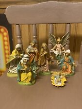 Vintage Lello S Italy 8 Piece Nativity Set Hard Rubber Baby Jesus Mary Angel picture