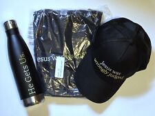 He Gets Us / Jesus Was Wrongly Judged LOT of Shirt, Water Bottle & Hat Cap NEW picture