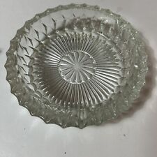 Ashtray Vintage Glass Crystal Clear Heavy Starburst Diamond Cut Cigar Cigarette picture