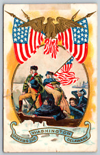 c1910s Washington Crossing the Delaware River Patriotic Antique Postcard picture