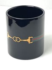Vintage Gucci Horsebit Porcelain Mug Black Gold Authentic Made in Italy picture