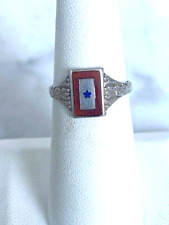 VINTAGE WWII 925 STERLING SILVER AND ENAMEL SON-IN-SERVICE RING SIZE 6.75 picture
