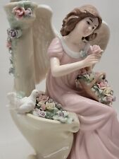 2005 Members Mark O'Well Handpainted Porcelain Angel Figurine Dove Flowers 13