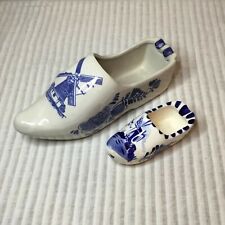 Vintage Holland Hand Painted Windmill Ceramic Clog Shoe Ashtrays picture