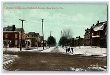 New Castle Pennsylvania PA Postcard Wallace Avenue And Highland Avenue 1910 Snow picture