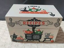 Vintage Stylecraft Recipe Box Tin Metal  Cast Iron kitchen Stove  picture
