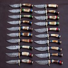 LOT OF 30, 6 inches Handmade Damascus Steel Skinner Knives in Stag Horn W/Sheath picture