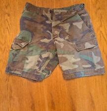 Vtg US ARMY Mens Small Short Green Woodland Camo Utility Cargo Shorts Sz 30 - 27 picture