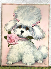 Vintage The Pet Set Coby Large Embossed Greeting Card White Poodle with Rose picture