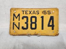 1955 Vintage Yellow Texas License Plate MN3814 picture