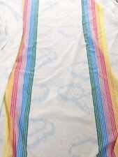 3pc Vintage 1970s Pacific Rainbow  Clouds Flat Queen Sheet 2 Pillowcases Fabric picture