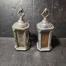 Antique Pair 1920s Small Funeral Hearse Lanterns Lights Heavy Bronze coach picture