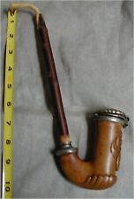 Antique Carved German Meerschaum Pipe Silver Alloy Schultz Coat of Arms/History picture