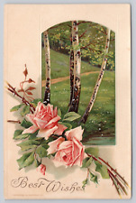 Vtg Post Card Best Wishes Greeting Card B460 picture