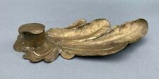 Antique Victorian Bronze Plume Feather Inkwell Artist Signed picture