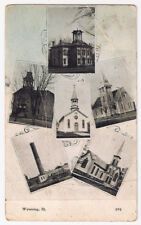 Wyoming Illinois Schools and Churches Antique Postcard 130 picture