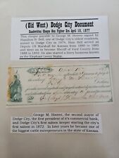 U.S. Sheriff Hamilton Bell Signed Historical Dodge City Check picture