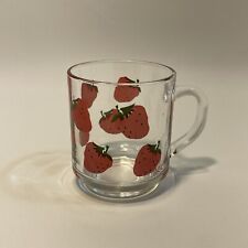 Vintage Luminarc Clear Glass Mug Strawberry Pattern  Made In France Set Of 1 picture