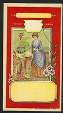 Victorian Woman On Stock Broom Label, Sweeping, ORIGINAL 1900's Label BR072 picture