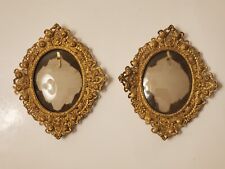 Antique Beautiful Ornate Bronze Small Photo Frame Bubble Glass Set Of 2 picture