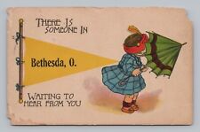 Postcard Pennant Someone In Bethesda Ohio Waiting To Hear From You c1914 picture
