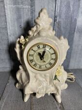 Vintage Clock Movement By Lanshire Opal White Ceramic Porcelain Mother Of Pearl picture