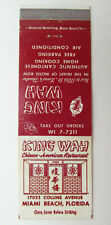 King Wah - Miami Beach, Florida Restaurant 20 Strike Matchbook Cover Chinese FL picture