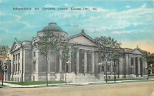 Kansas City MO Pruned Trees @ Christian Church on Independence Ave~1914 Postcard picture