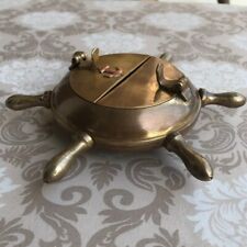 Vintage Brass Ship Wheel Ashtray Antique Style Gift, Cigar Table Décor Nautical picture