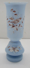 Bristol Light Blue Glass Handpainted Floral and Bird Vase picture