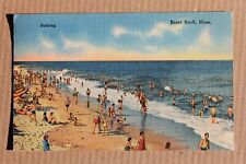 Linen postcard BATHING BEACH, BRANT ROCK, PLYMOUTH COUNTY, MA 1944 picture