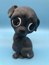 Vintage Hobbyist Big Eye Dog Puppy Black Ceramic Figurine picture
