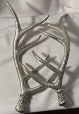 Set Of Two Vintage Decorative Silver Aluminum Antlers picture
