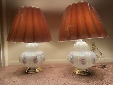 Vintage Carl Falkenstein Hollywood Regency Melon Beaded Bubble Lamps picture