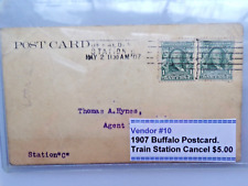 1907 Buffalo NY Postcard Train Station Cancel Postal Card to Railroad Agent picture