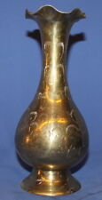 Vintage Solid Brass Floral Engraved Vase picture