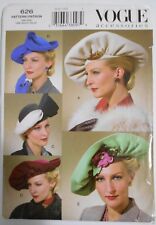 UNCUT Vogue Pattern #626 Misses Vintage Hats Designer/Costume/Theater One Size picture