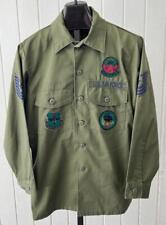 Vintage Military Shirt sz L 00's Sateen Fatigue GREEN Airforce Master Sergeant picture