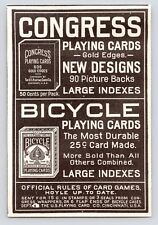 c1890s~Congress & Bicycle Playing Cards~Graphic~Cincinnati Ohio~Antique Print Ad picture