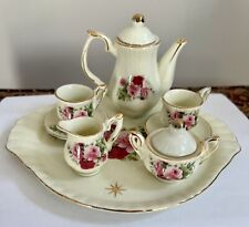 Vintage Formalities By Baum Bros Miniature Childs Tea Set Floral Pink Roses MCM picture