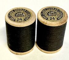 TWO Clark's VTG Best 6 Cord Sewing 24Wt 100Yd Wood Thread Spools Cotton UNUSED D picture