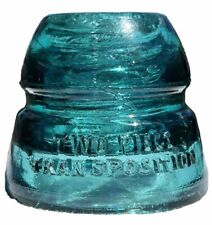 Antique Embossed Aqua Cd 190 “Two Piece Transposition” Insulator (lower Part) picture