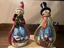 Snowmen Set of Two Ceramic Kirkland's Tis the Season Holiday Collection. picture