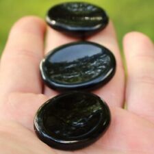 5pc Black Obsidian Palm Worry Stone Crystal Smooth Polished Pocket Gemstone Gift picture
