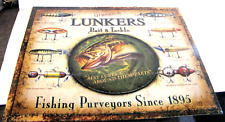 Lunkers Lures Bait And Tackle Novelty TIN SIGN Metal Vintage Fishing picture