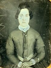 Victorian Woman, Fashion Dress with Belt, Jewellery, Antique Daguerreotype Photo picture