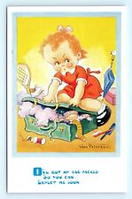 Postcard A/S Vera Paterson Mad Girl Packing Suitcase Expect Me Soon J11 picture