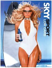 2004 Skyy Sport Low Carb Print Ad, Sexy Blonde Swimsuit Model Surfboard Cleavage picture