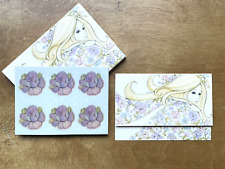 Vtg Hallmark Ginny 14 Postalettes Tri-Fold Card Mod Hippie Girl Seal Stationery picture