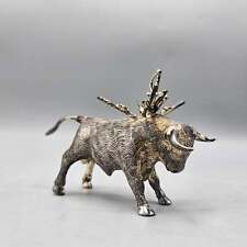 Vintage Sterling Silver 925 Figural Fighting Bull Toothpick Holder picture